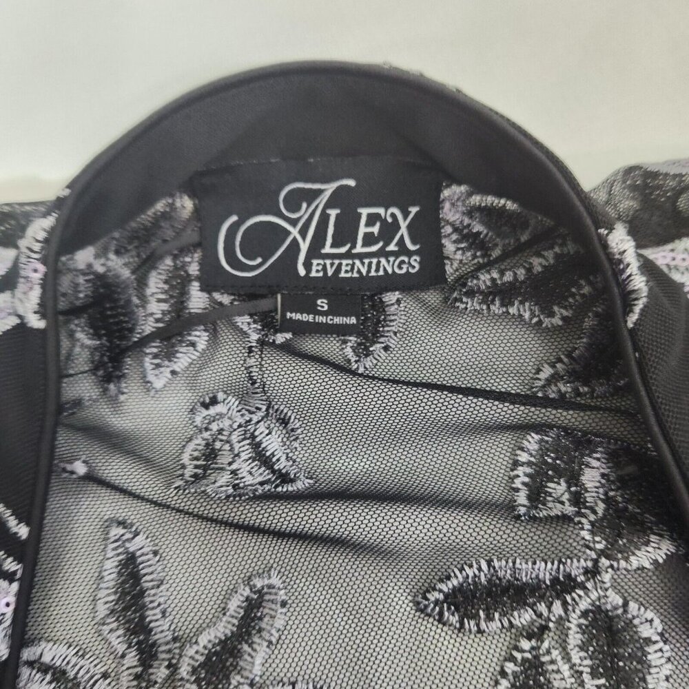 Alex Evenings Women Black Top Twinset Embroidered 3/4 Sleeve Mock Neck Size S 10 - Picture 13 of 16